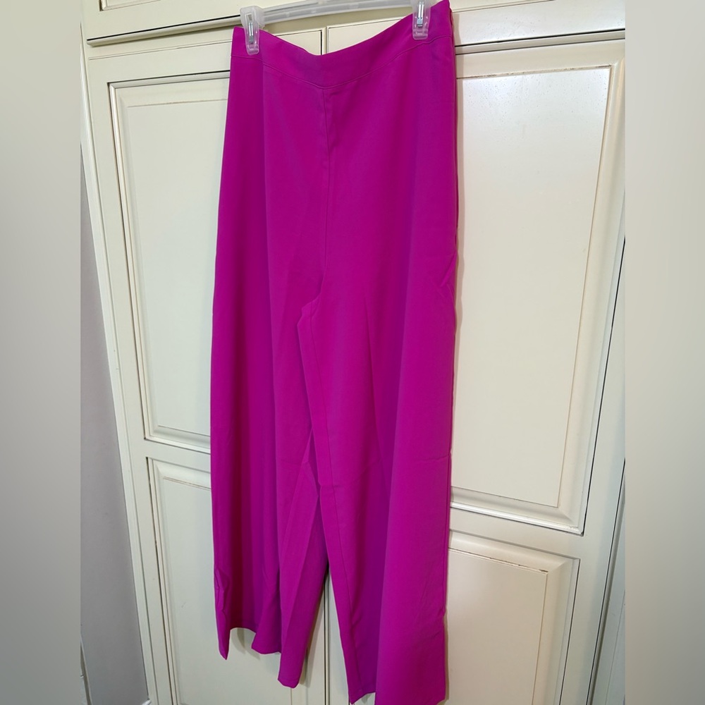 2 pairs TCEC Vibrant Magenta and black Wide Leg Pants. Bundle of Two!